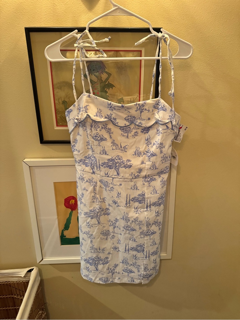 White and Light Blue Floral Top